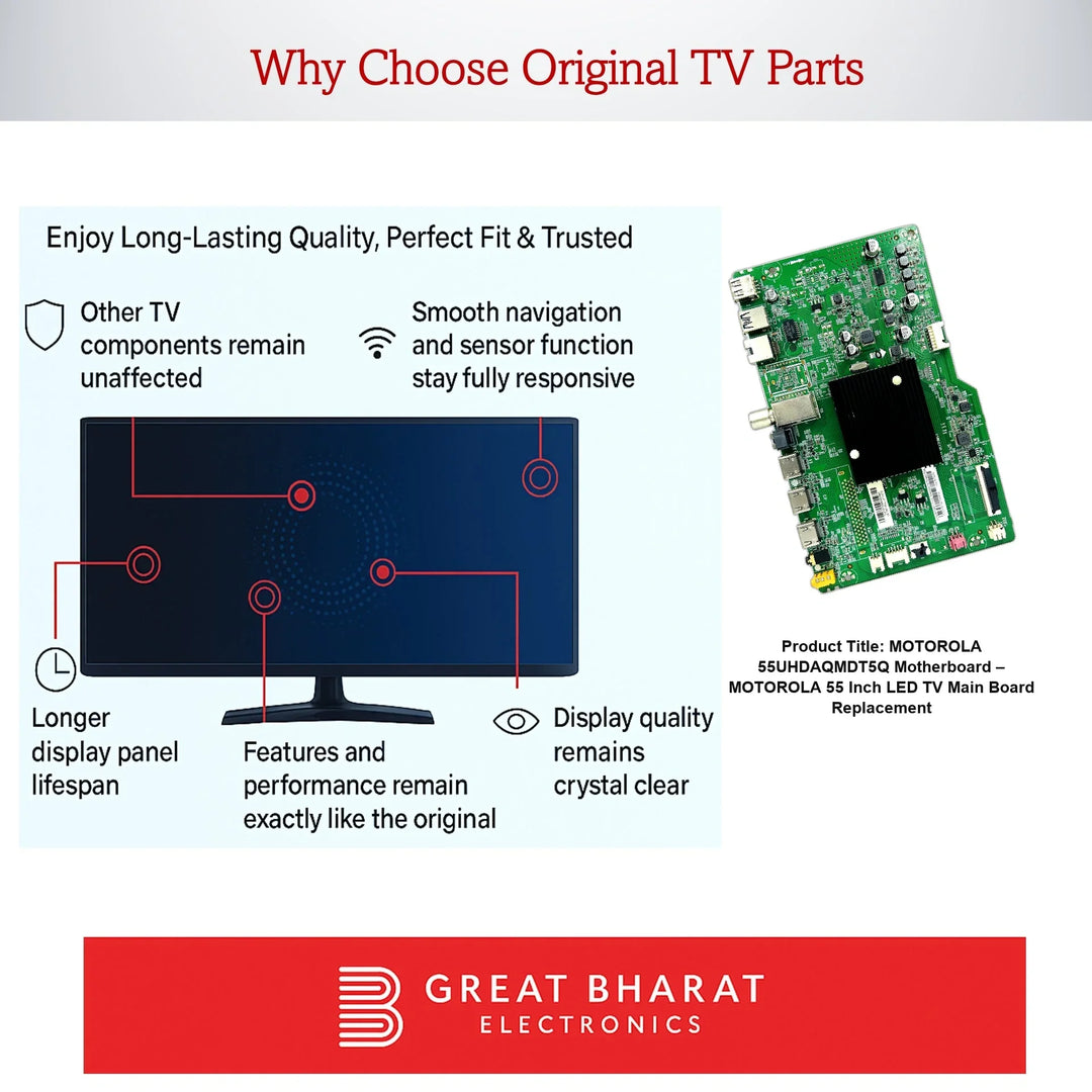 Motorola 55UHDAQMDT5Q Motherboard – Motorola 55 Inch LED TV Main Board Replacement - Great Bharat Electronics