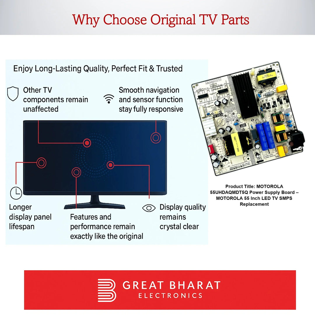 Motorola 55UHDAQMDT5Q Power Supply Board – Motorola 55 Inch LED TV SMPS Replacement - Great Bharat Electronics