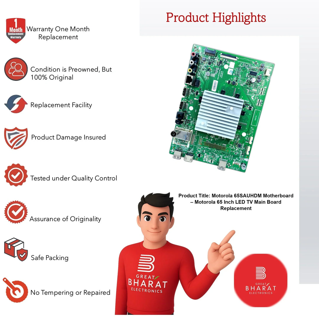 Motorola 65SAUHDM Motherboard – Motorola 65 Inch LED TV Main Board Replacement - Great Bharat Electronics