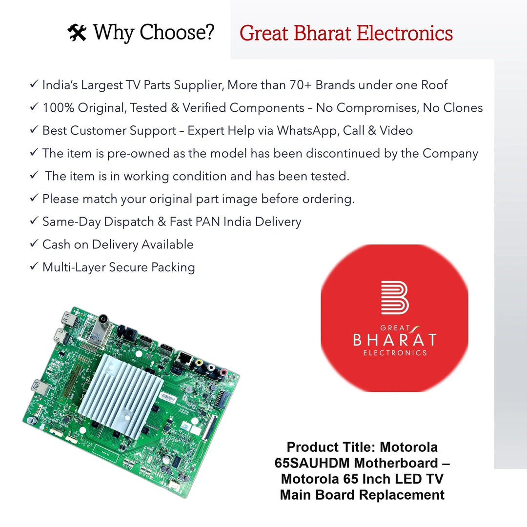 Motorola 65SAUHDM Motherboard – Motorola 65 Inch LED TV Main Board Replacement - Great Bharat Electronics