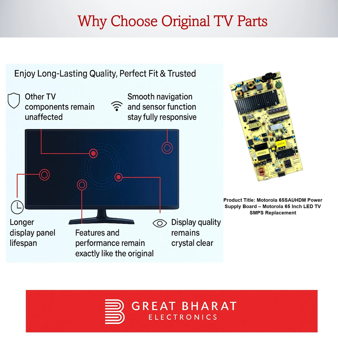 Motorola 65SAUHDM Power Supply Board – Motorola 65 Inch LED TV SMPS Replacement - Great Bharat Electronics