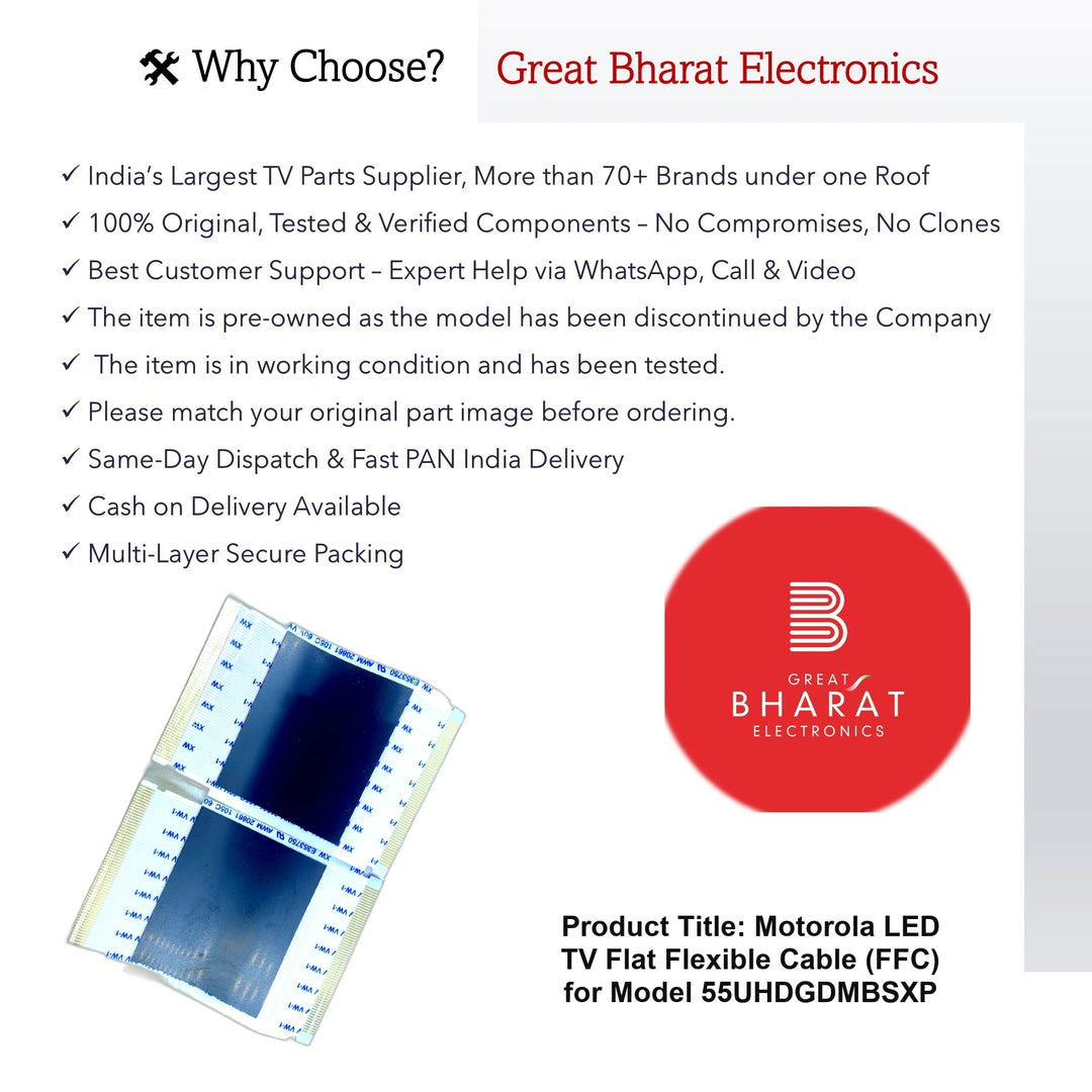 Motorola LED TV Flat Flexible Cable (FFC) for Model 55UHDGDMBSXP - Great Bharat Electronics