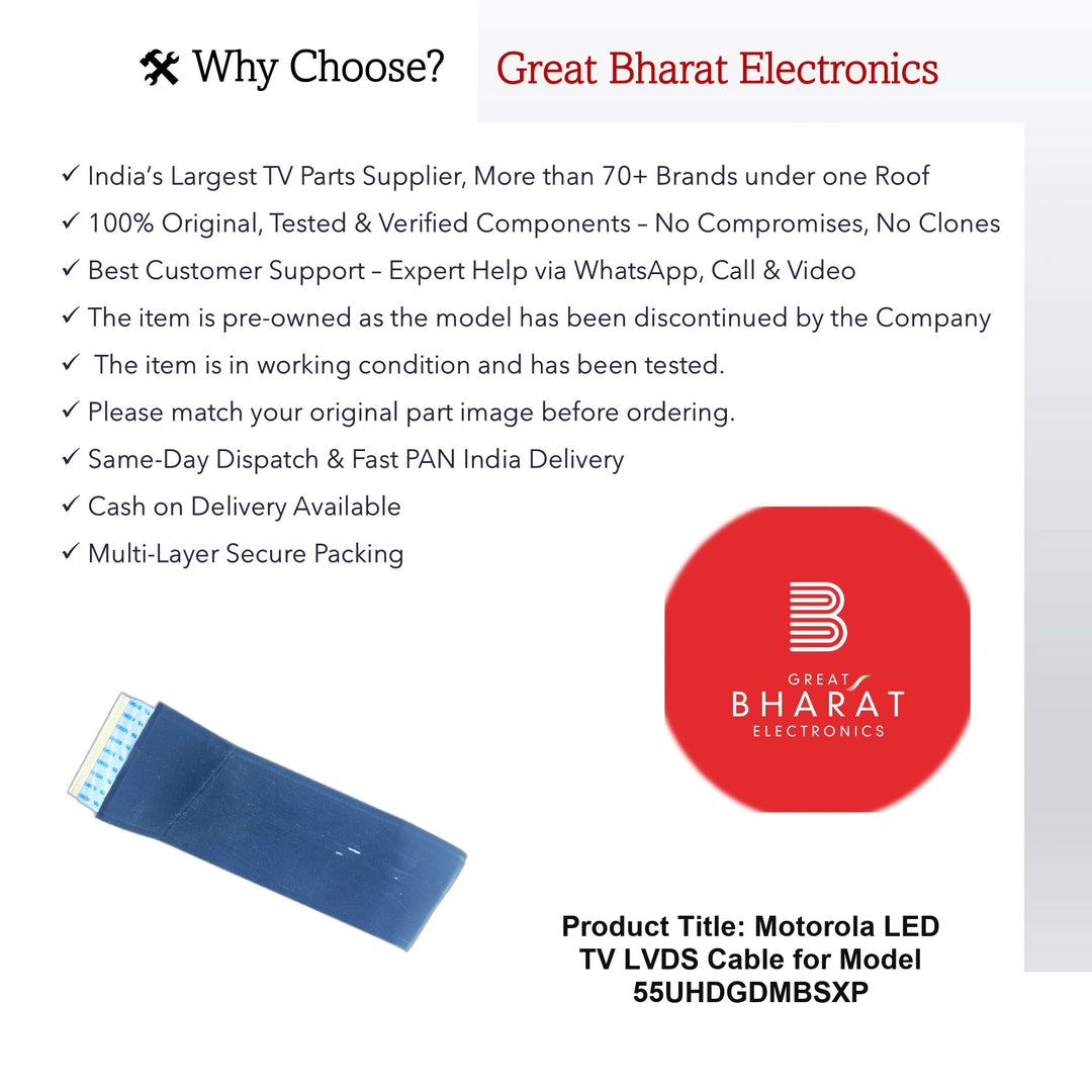 Motorola LED TV LVDS Cable for Model 55UHDGDMBSXP - Great Bharat Electronics