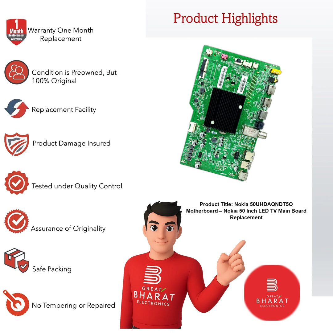 Nokia 50UHDAQNDT5Q Motherboard – Nokia 50 Inch LED TV Main Board Replacement - Great Bharat Electronics