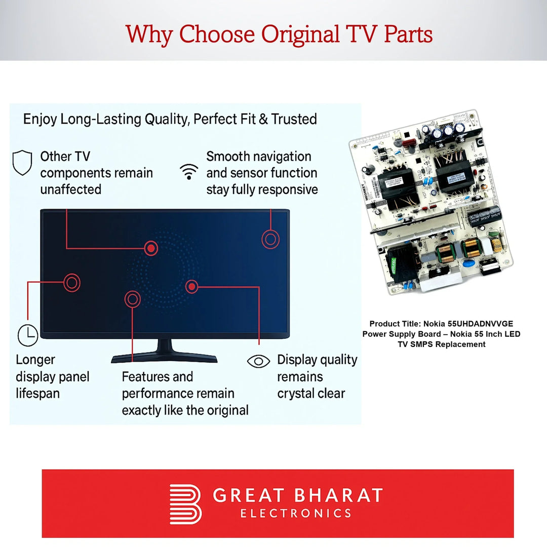 Nokia 55UHDADNVVGE Power Supply Board – Nokia 55 Inch LED TV SMPS Replacement - Great Bharat Electronics