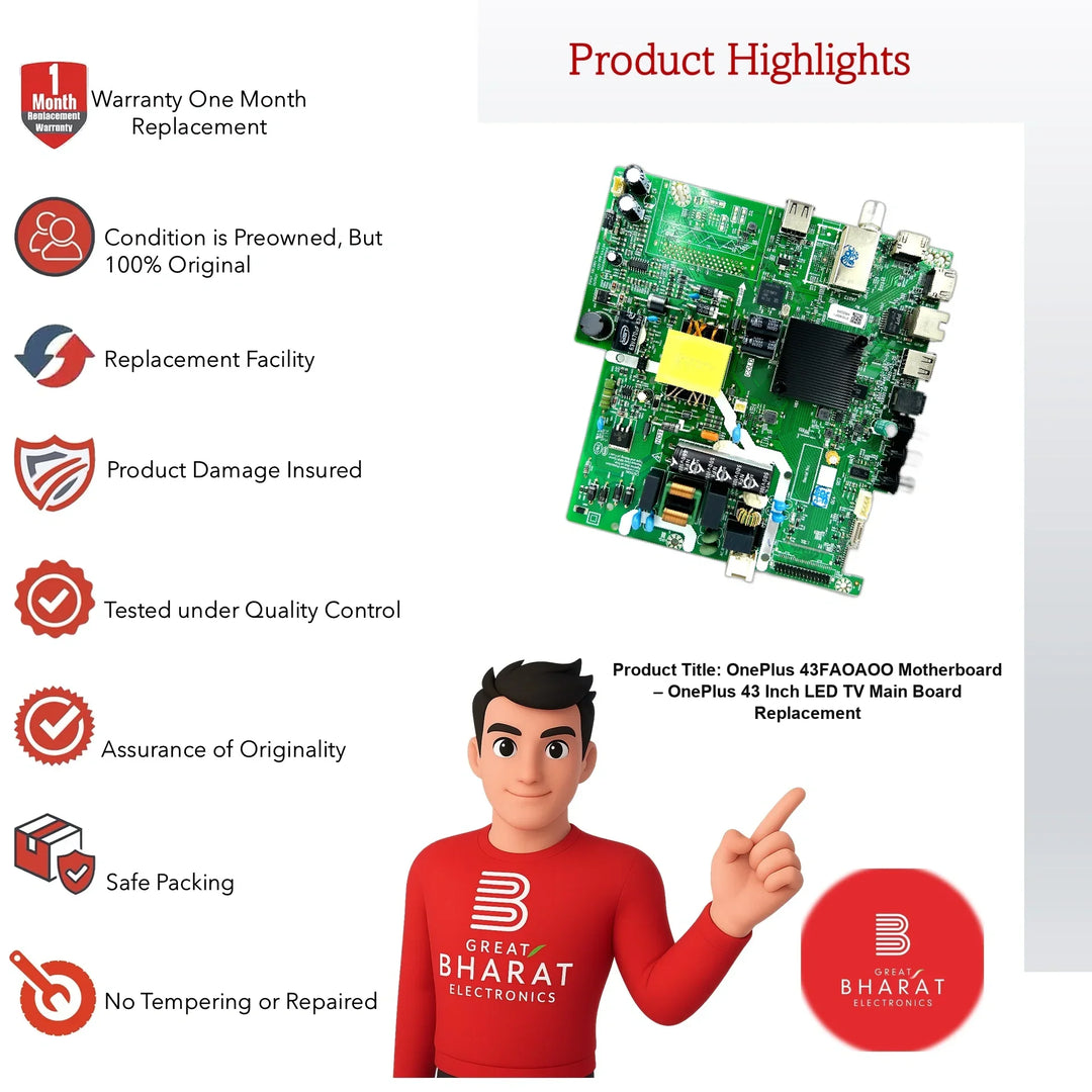 OnePlus 43FAOAOO Motherboard – OnePlus 43 Inch LED TV Main Board Replacement - Great Bharat Electronics