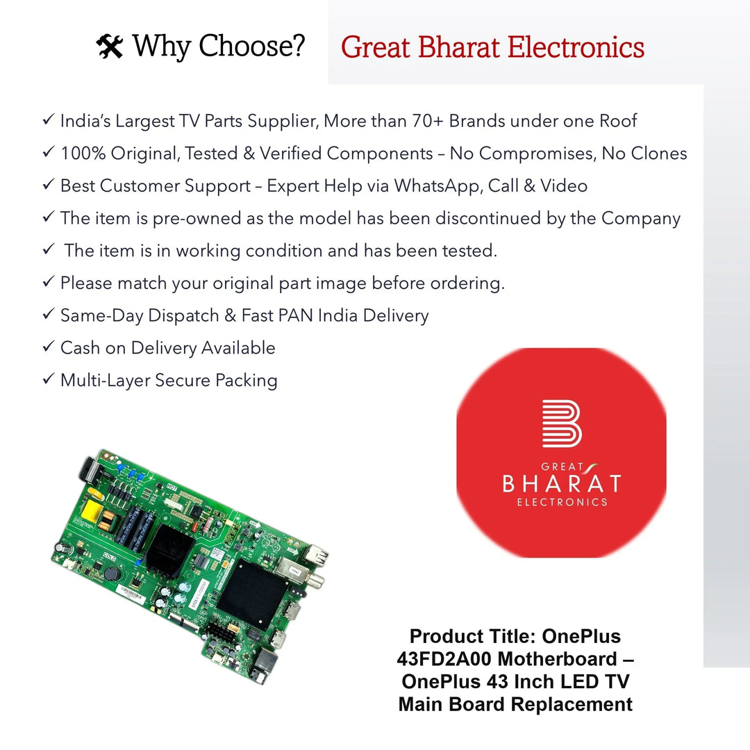 OnePlus 43FD2A00 Motherboard – OnePlus 43 Inch LED TV Main Board Replacement - Great Bharat Electronics