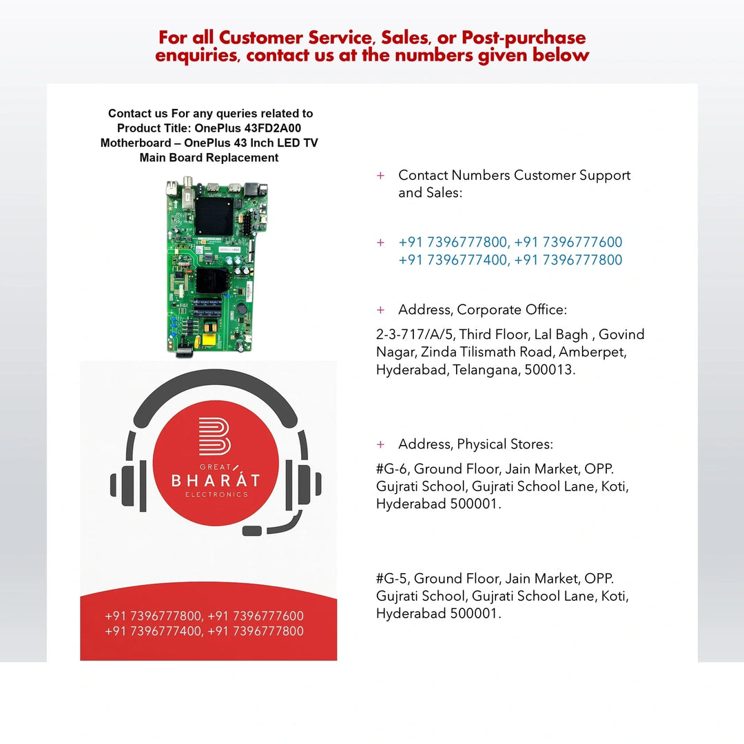 OnePlus 43FD2A00 Motherboard – OnePlus 43 Inch LED TV Main Board Replacement - Great Bharat Electronics