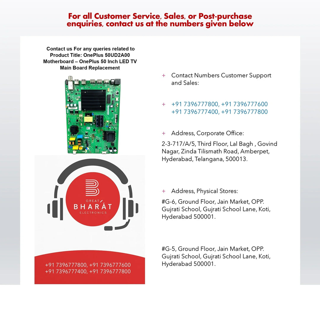 OnePlus 50UD2A00 Motherboard – OnePlus 50 Inch LED TV Main Board Replacement - Great Bharat Electronics