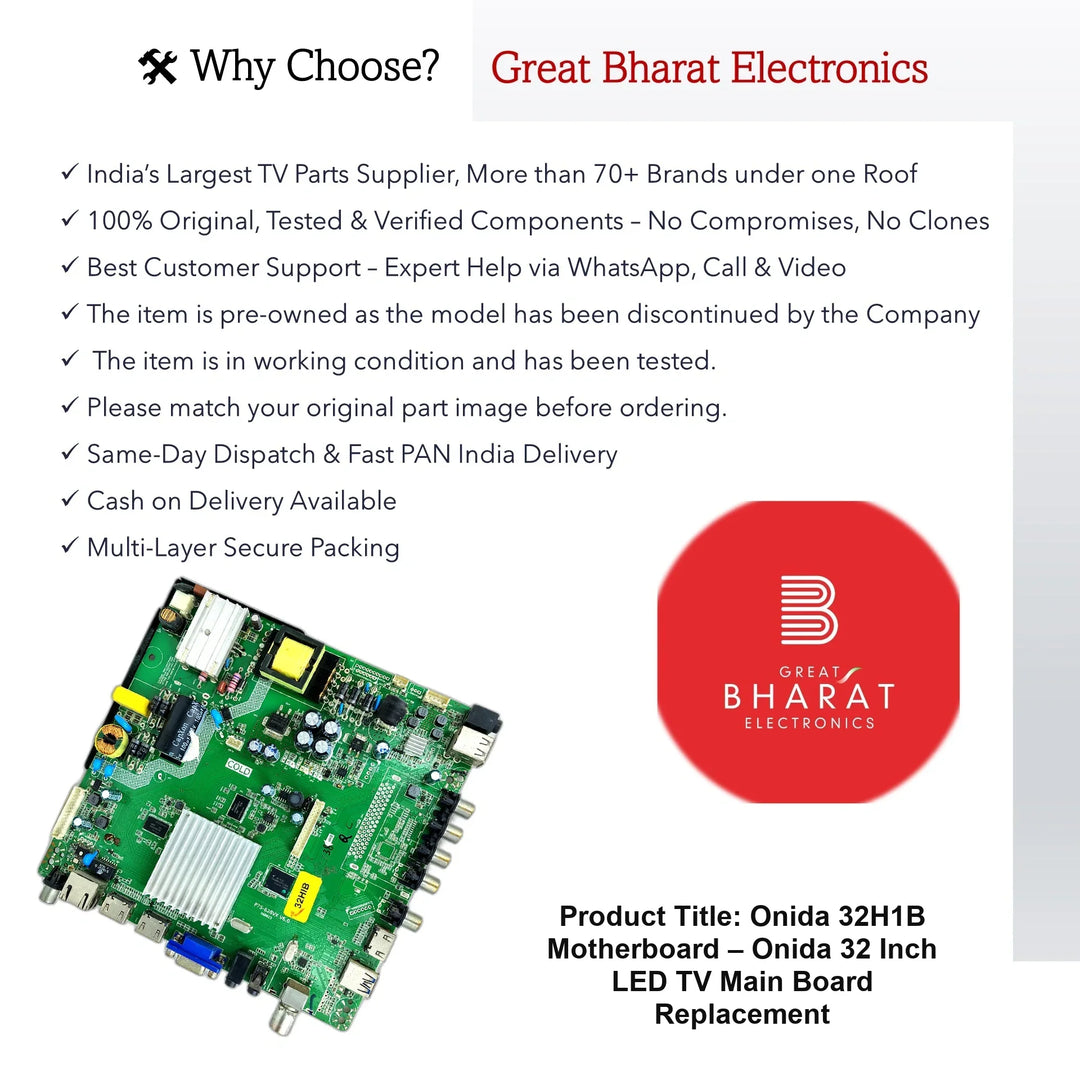 Onida 32H1B Motherboard – Onida 32 Inch LED TV Main Board Replacement - Great Bharat Electronics