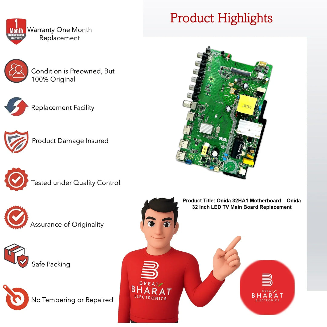 Onida 32HA1 Motherboard – Onida 32 Inch LED TV Main Board Replacement - Great Bharat Electronics