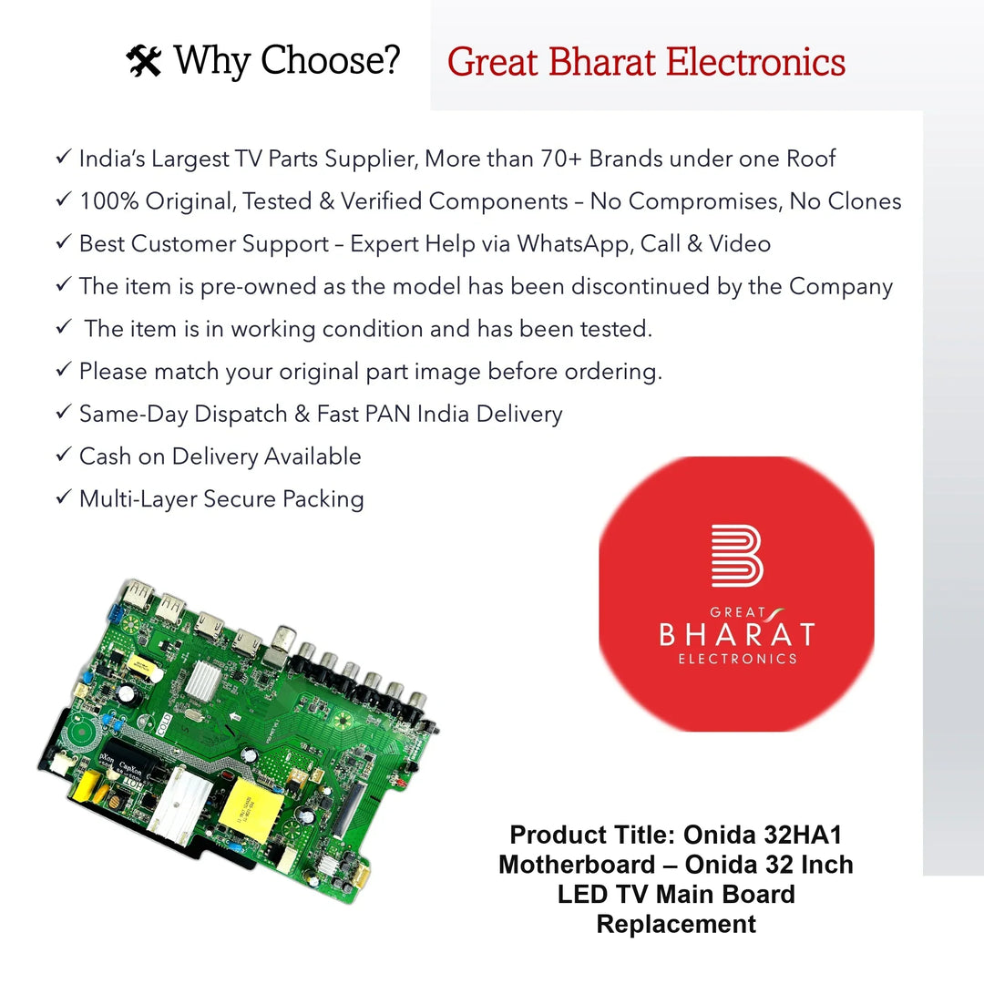 Onida 32HA1 Motherboard – Onida 32 Inch LED TV Main Board Replacement - Great Bharat Electronics