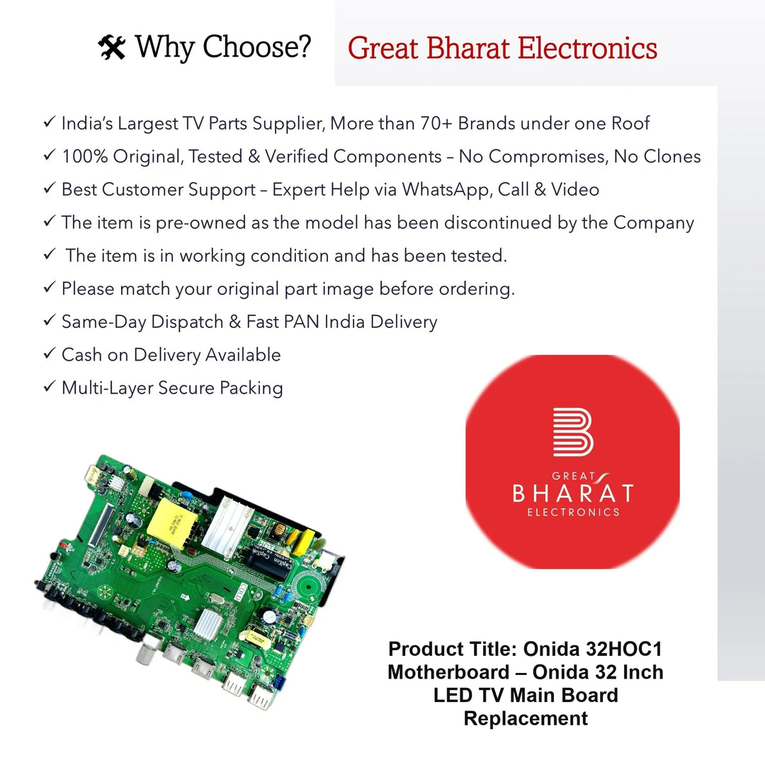 Onida 32HOC1 Motherboard – Onida 32 Inch LED TV Main Board Replacement - Great Bharat Electronics