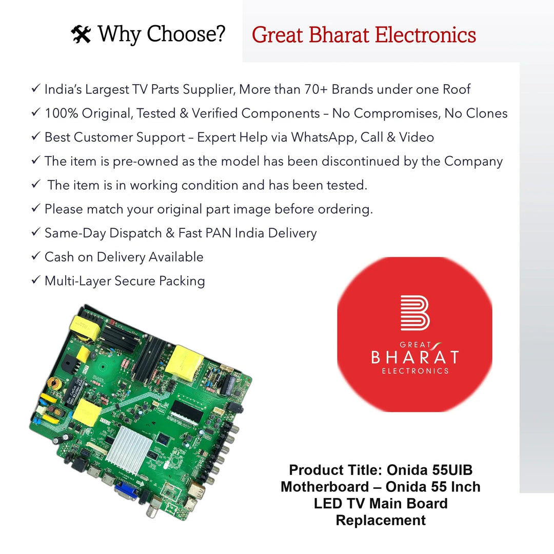 Onida 55UIB Motherboard – Onida 55 Inch LED TV Main Board Replacement - Great Bharat Electronics