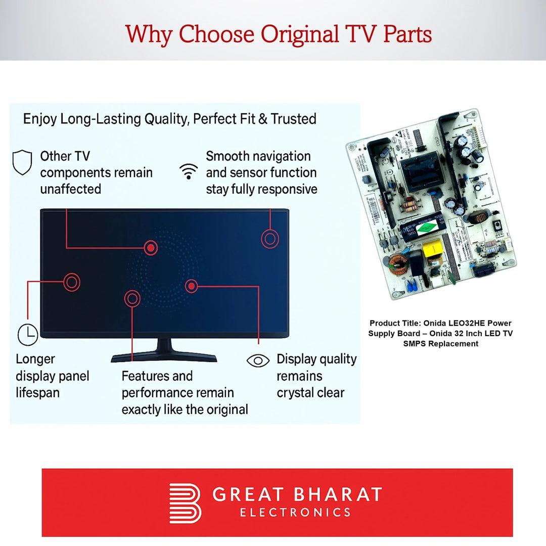 Onida LEO32HE Power Supply Board – Onida 32 Inch LED TV SMPS Replacement - Great Bharat Electronics