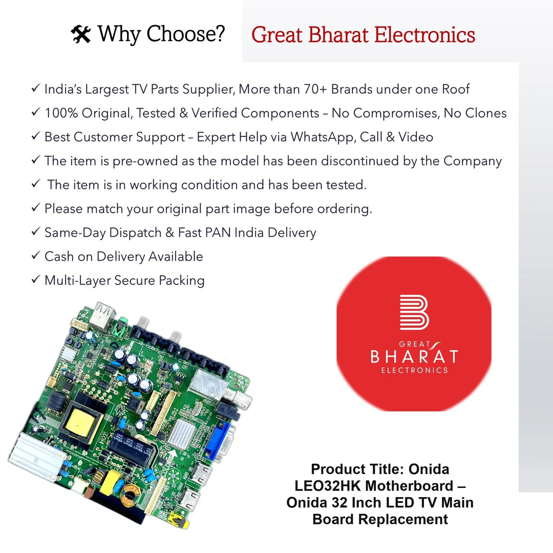 Onida LEO32HK Motherboard – Onida 32 Inch LED TV Main Board Replacement - Great Bharat Electronics