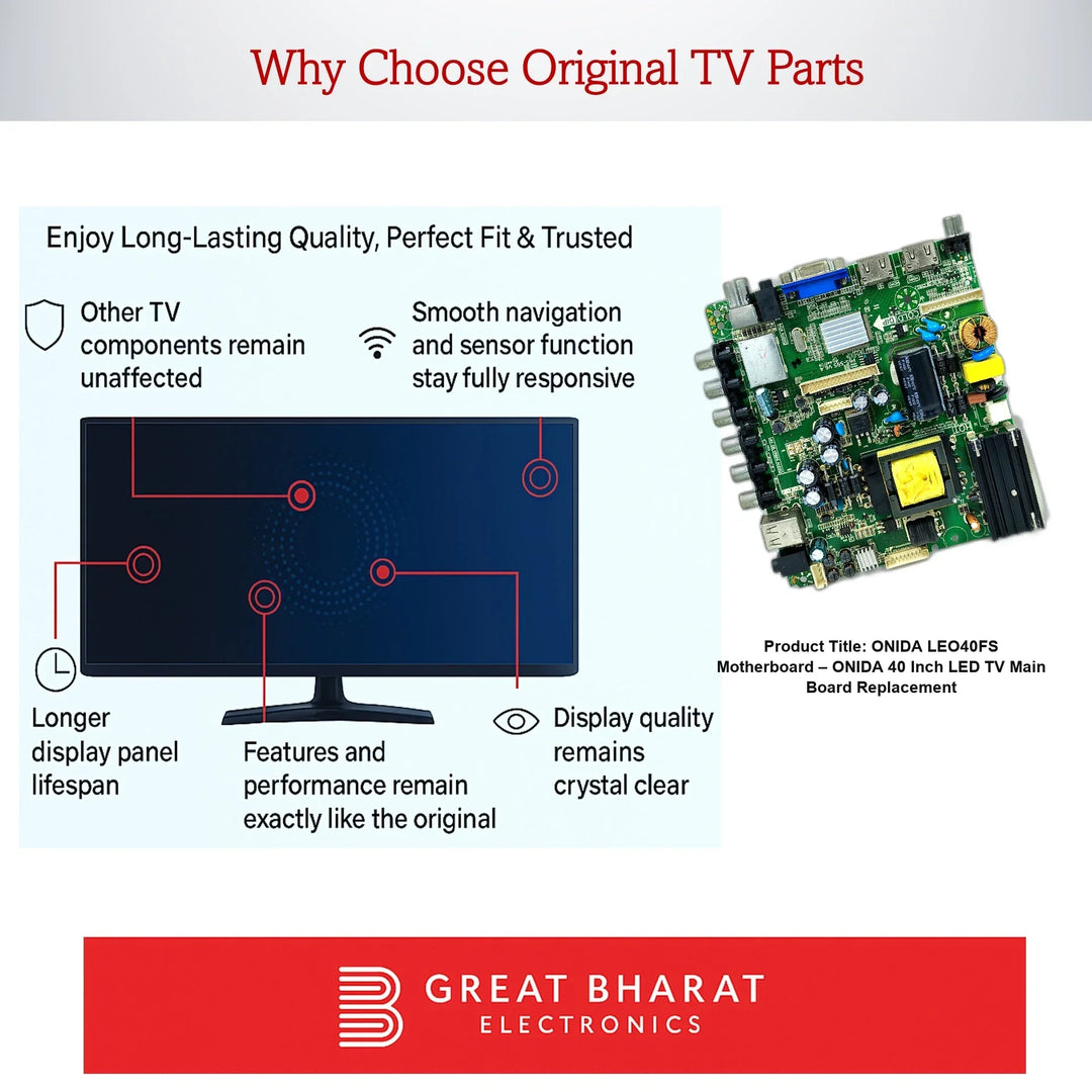 Onida LEO40FS Motherboard – Onida 40 Inch LED TV Main Board Replacement - Great Bharat Electronics