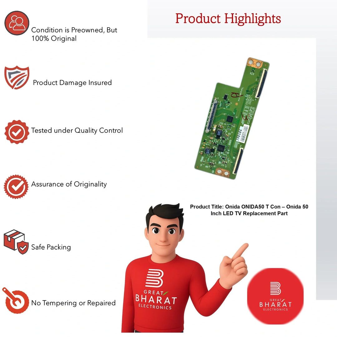 Onida Onida50 T-Con Board – Onida 50 Inch LED TV Replacement Part - Great Bharat Electronics