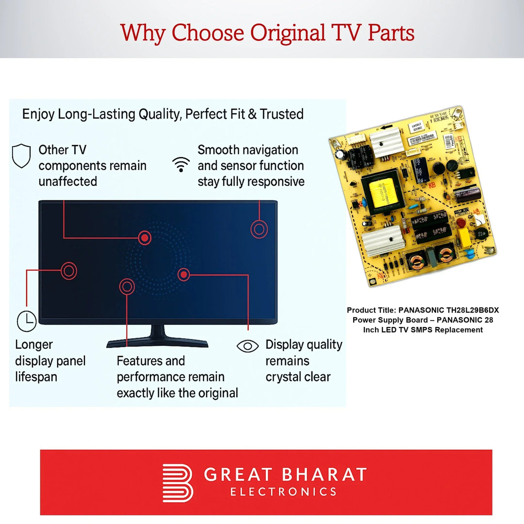 Panasonic TH28L29B6DX Power Supply Board – Panasonic 28 Inch LED TV SMPS Replacement - Great Bharat Electronics