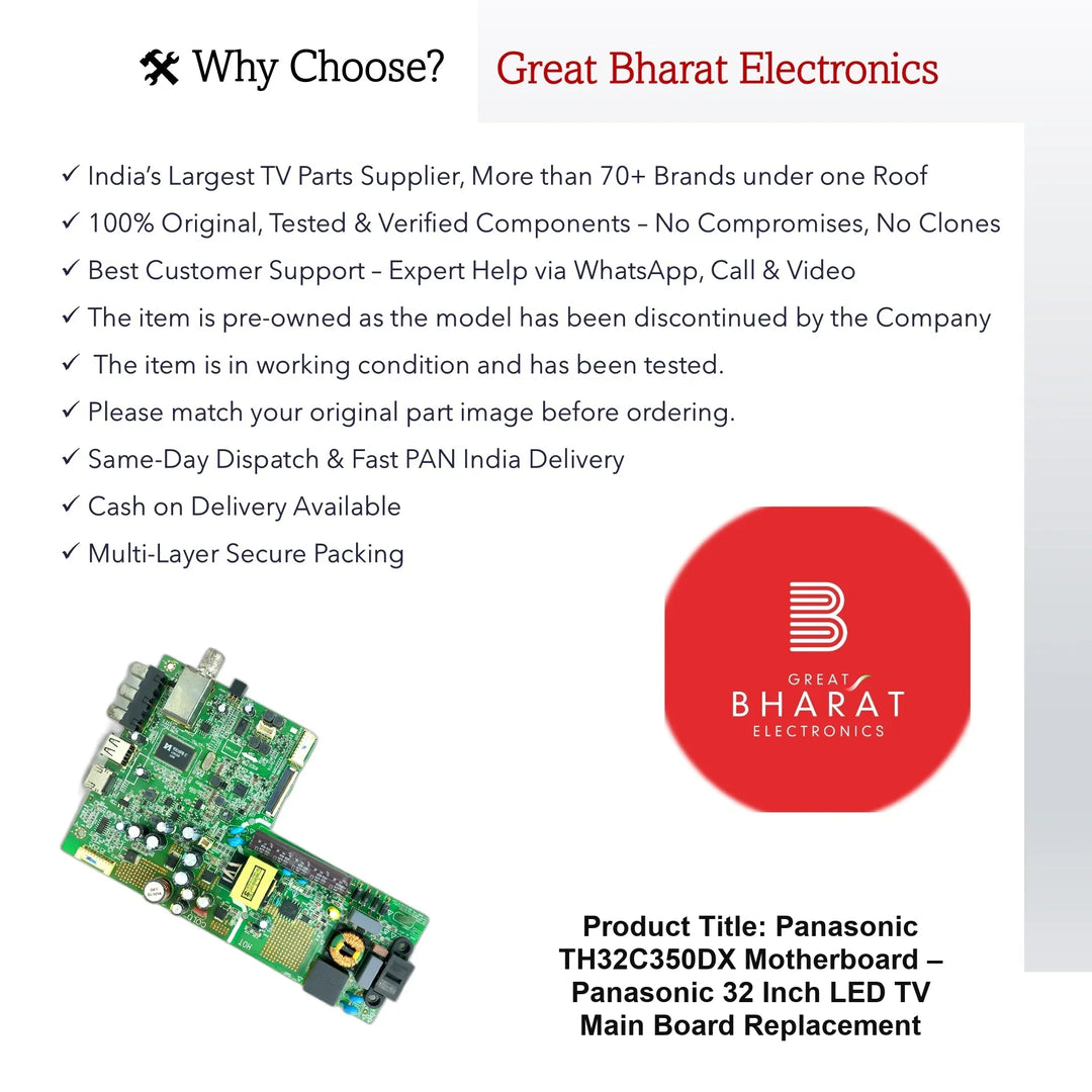 Panasonic TH32C350DX Motherboard – Panasonic 32 Inch LED TV Main Board Replacement - Great Bharat Electronics