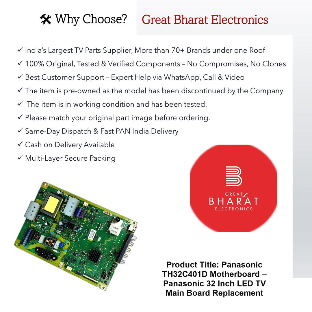 Panasonic TH32C401D Motherboard – Panasonic 32 Inch LED TV Main Board Replacement - Great Bharat Electronics