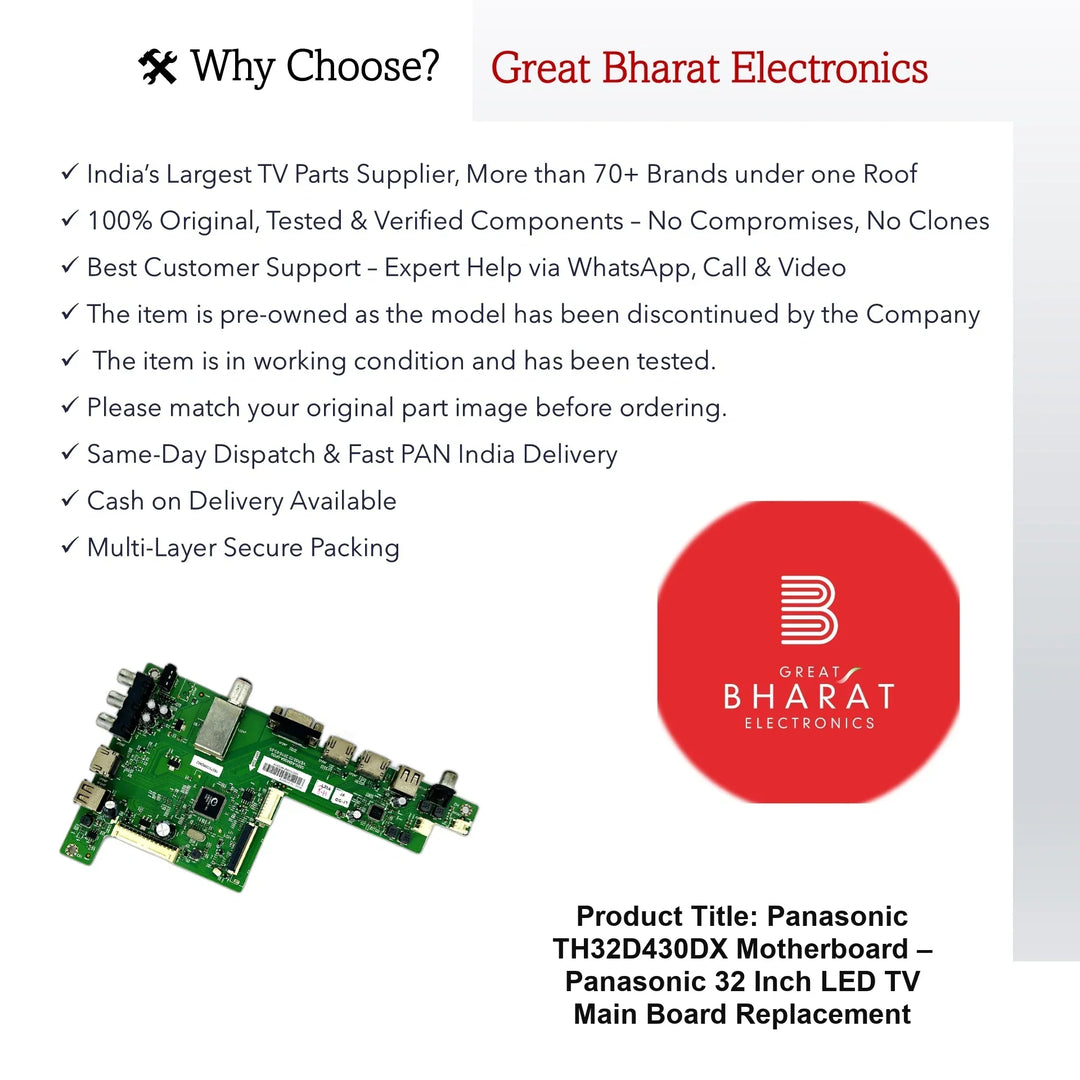 Panasonic TH32D430DX Motherboard – Panasonic 32 Inch LED TV Main Board Replacement - Great Bharat Electronics