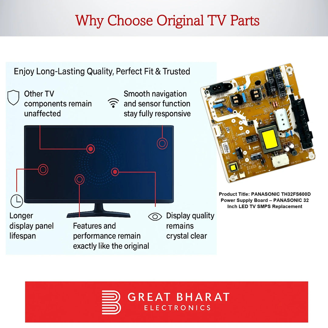 Panasonic TH32FS600D Power Supply Board – Panasonic 32 Inch LED TV SMPS Replacement - Great Bharat Electronics
