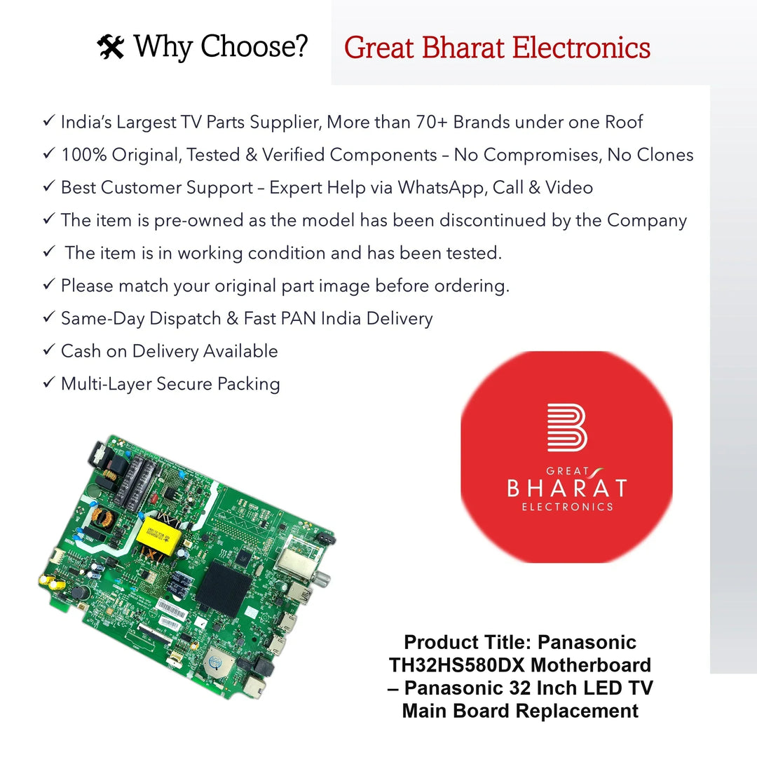 Panasonic TH32HS580DX Motherboard – Panasonic 32 Inch LED TV Main Board Replacement - Great Bharat Electronics