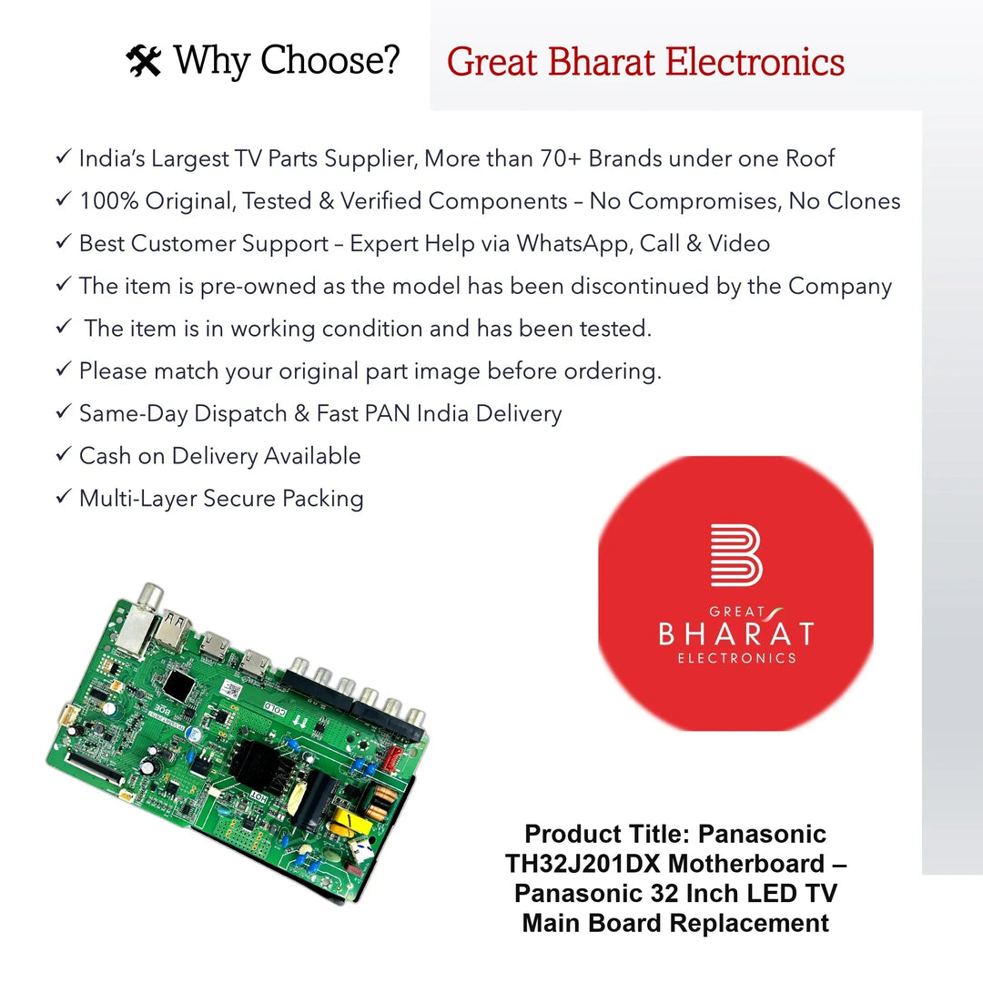 Panasonic TH32J201DX Motherboard – Panasonic 32 Inch LED TV Main Board Replacement - Great Bharat Electronics