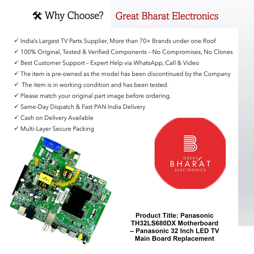 Panasonic TH32LS680DX Motherboard – Panasonic 32 Inch LED TV Main Board Replacement - Great Bharat Electronics