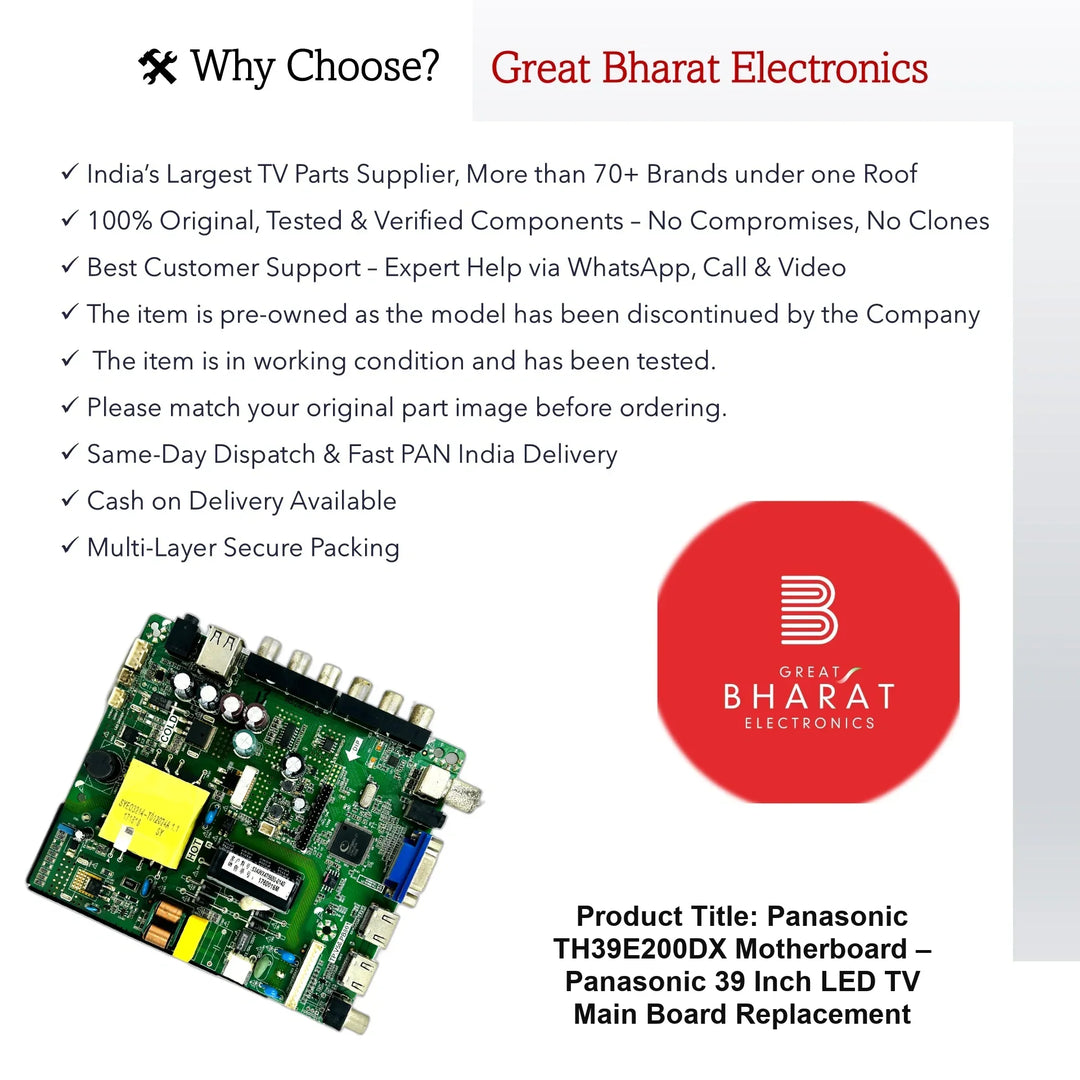 Panasonic TH39E200DX Motherboard – Panasonic 39 Inch LED TV Main Board Replacement - Great Bharat Electronics