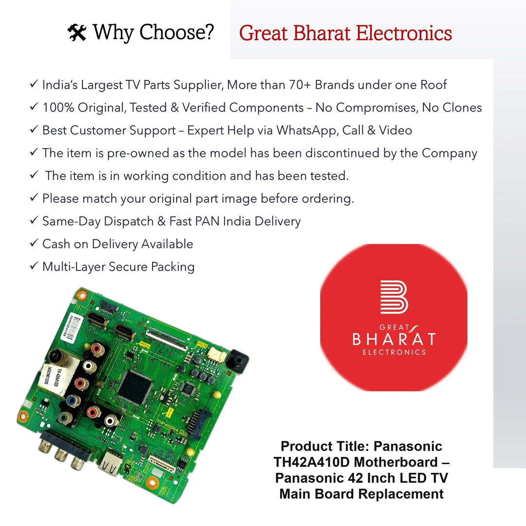 Panasonic TH42A410D Motherboard – Panasonic 42 Inch LED TV Main Board Replacement - Great Bharat Electronics