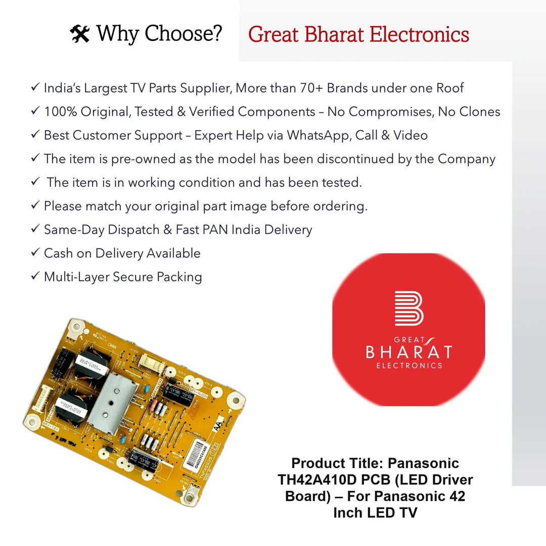 Panasonic TH42A410D PCB (LED Driver Board) – For Panasonic 42 Inch LED TV - Great Bharat Electronics