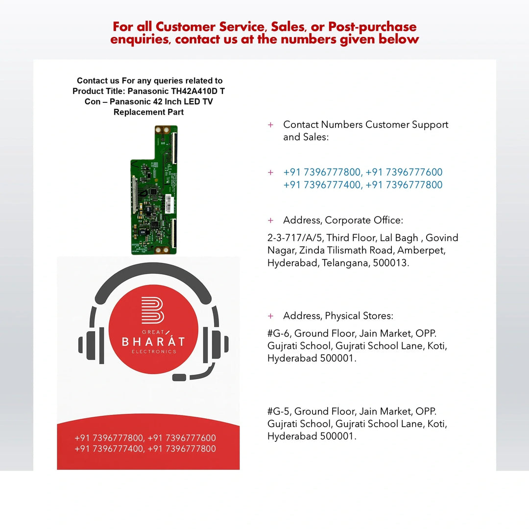 Panasonic TH42A410D T-Con Board – Panasonic 42 Inch LED TV Replacement Part - Great Bharat Electronics