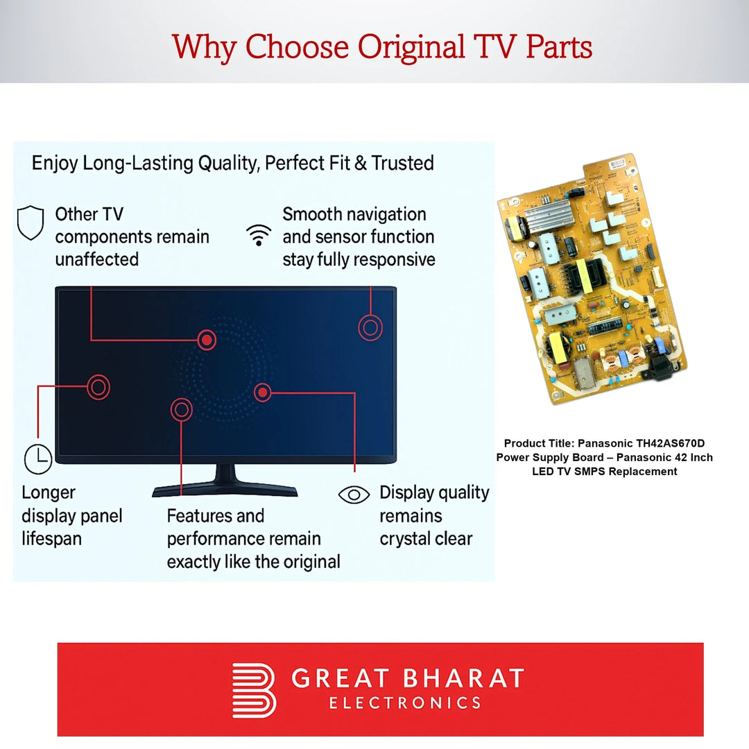 Panasonic TH42AS670D Power Supply Board – Panasonic 42 Inch LED TV SMPS Replacement - Great Bharat Electronics