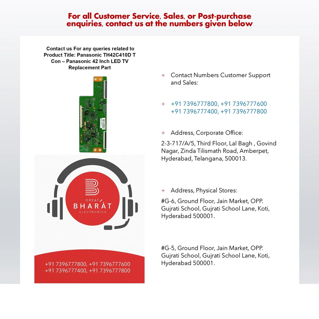 Panasonic TH42C410D T-Con Board – Panasonic 42 Inch LED TV Replacement Part - Great Bharat Electronics