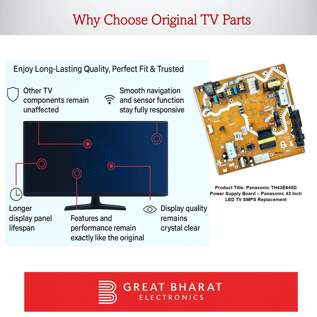 Panasonic TH43E640D Power Supply Board – Panasonic 43 Inch LED TV SMPS Replacement - Great Bharat Electronics