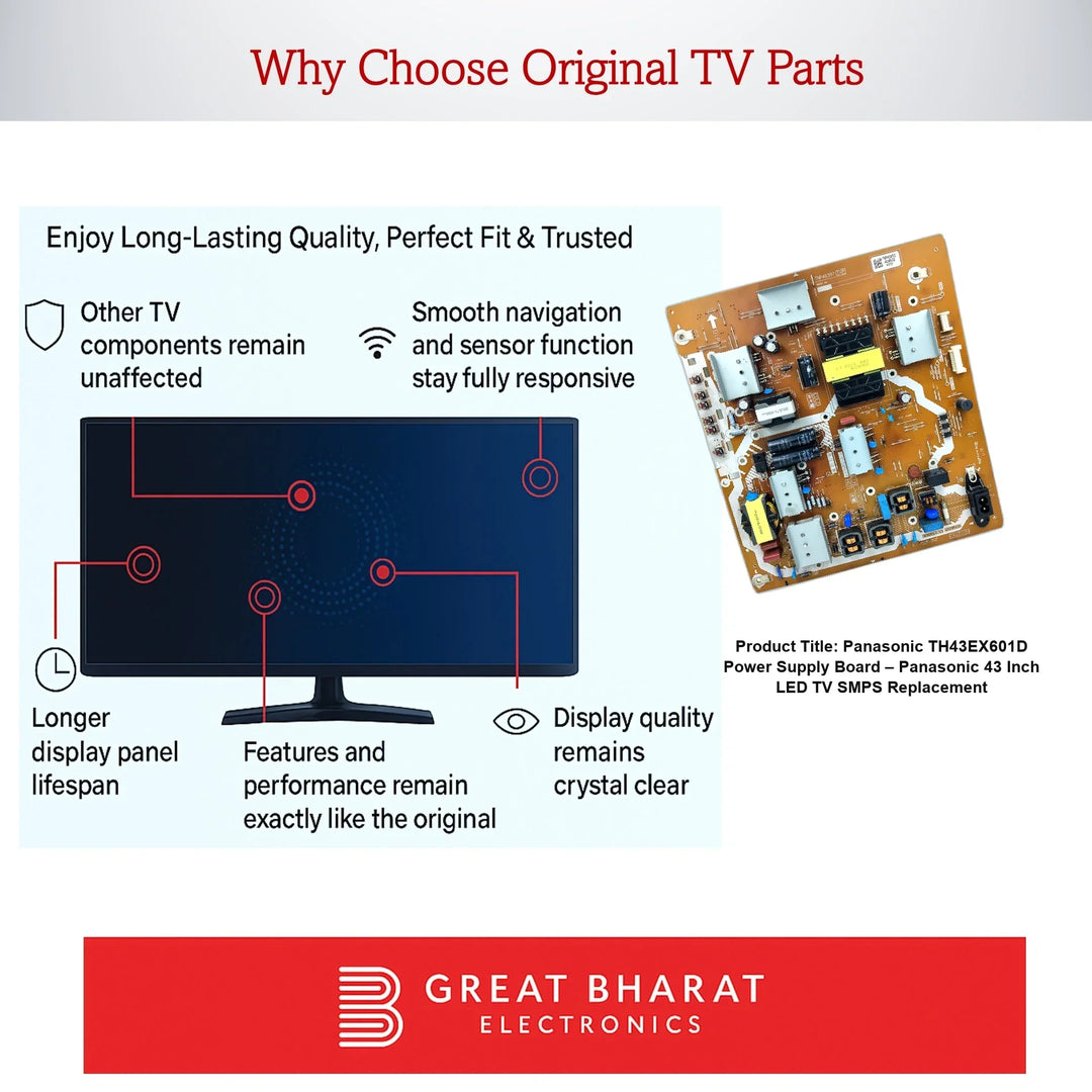 Panasonic TH43EX601D Power Supply Board – Panasonic 43 Inch LED TV SMPS Replacement - Great Bharat Electronics