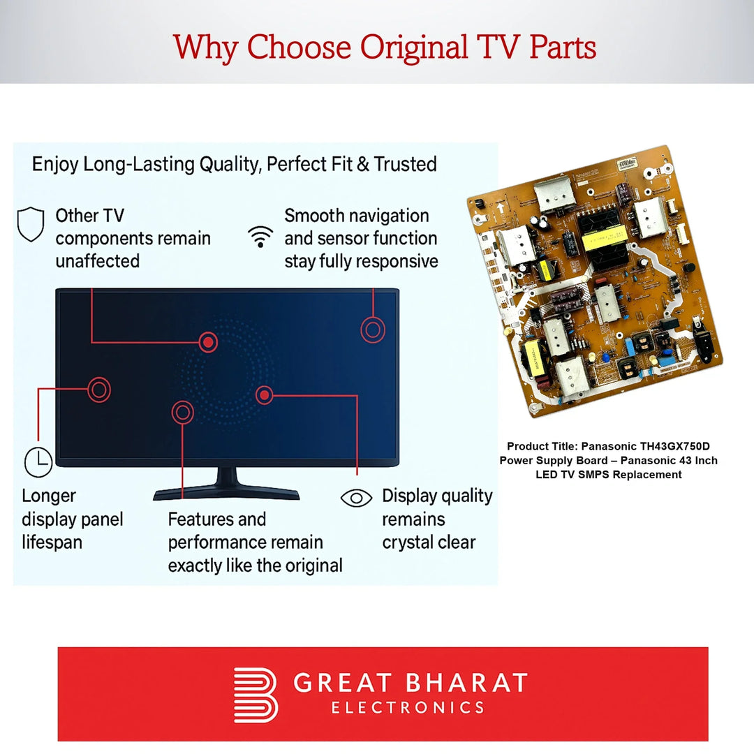 Panasonic TH43GX750D Power Supply Board – Panasonic 43 Inch LED TV SMPS Replacement - Great Bharat Electronics