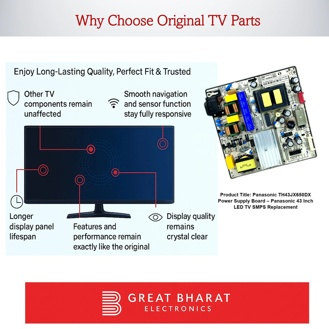 Panasonic TH43JX650DX Power Supply Board – Panasonic 43 Inch LED TV SMPS Replacement - Great Bharat Electronics