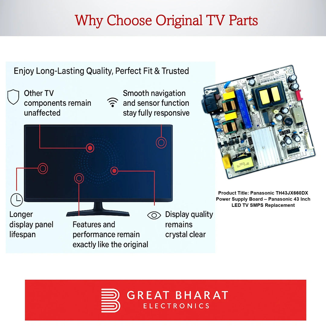 Panasonic TH43JX660DX Power Supply Board – Panasonic 43 Inch LED TV SMPS Replacement - Great Bharat Electronics