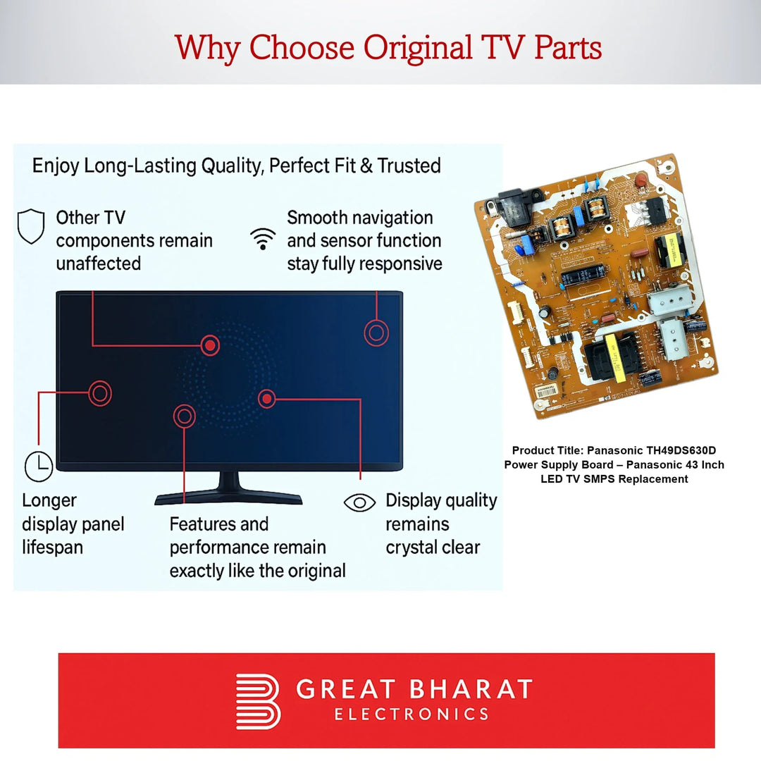 Panasonic TH49DS630D Power Supply Board – Panasonic 43 Inch LED TV SMPS Replacement - Great Bharat Electronics