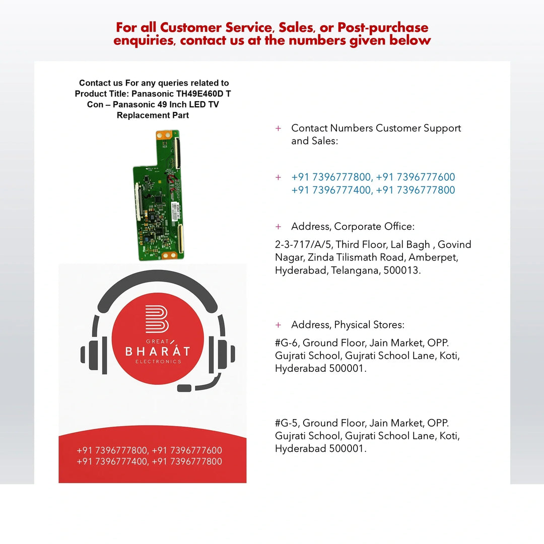Panasonic TH49E460D T-Con Board – Panasonic 49 Inch LED TV Replacement Part - Great Bharat Electronics