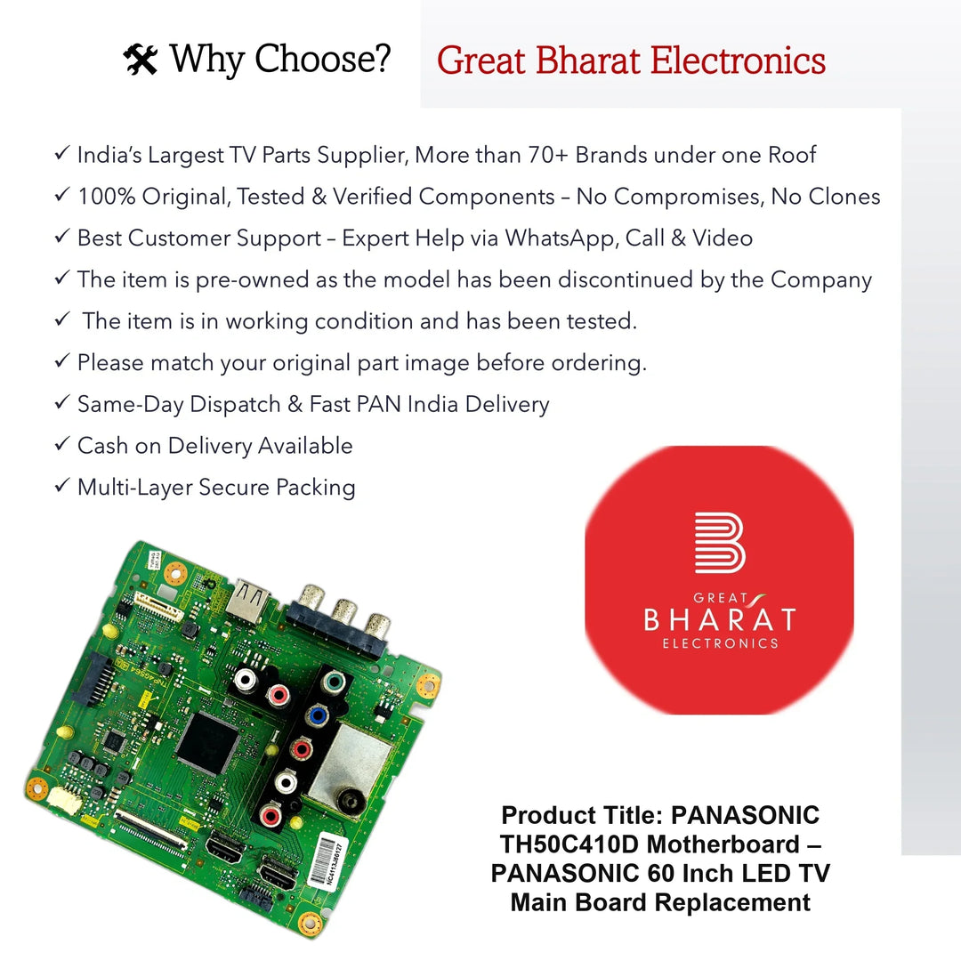 Panasonic TH50C410D Motherboard – Panasonic 60 Inch LED TV Main Board Replacement - Great Bharat Electronics