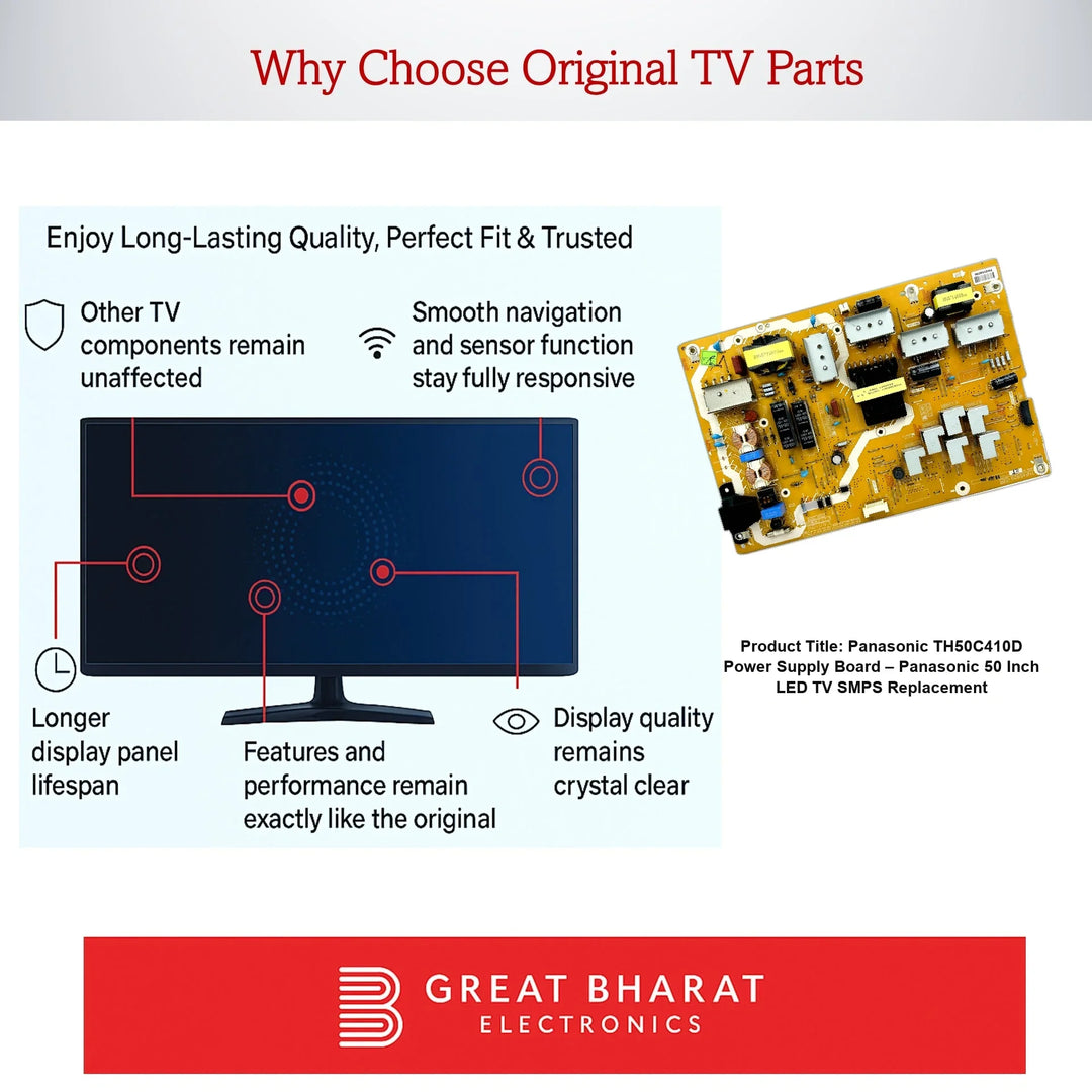 Panasonic TH50C410D Power Supply Board – Panasonic 50 Inch LED TV SMPS Replacement - Great Bharat Electronics