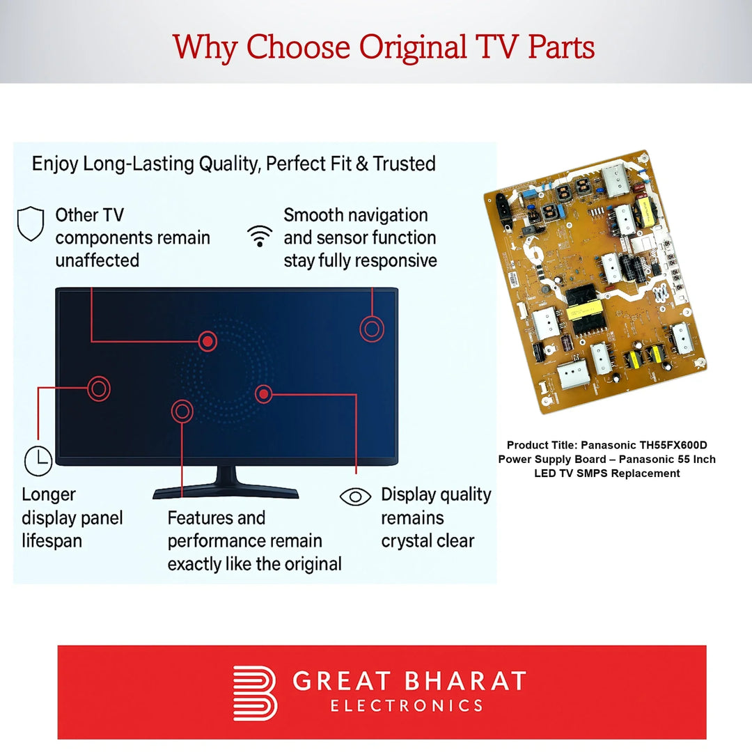 Panasonic TH55FX600D Power Supply Board – Panasonic 55 Inch LED TV SMPS Replacement - Great Bharat Electronics