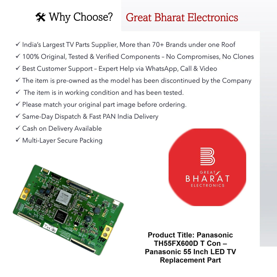 Panasonic TH55FX600D T-Con Board – Panasonic 55 Inch LED TV Replacement Part - Great Bharat Electronics