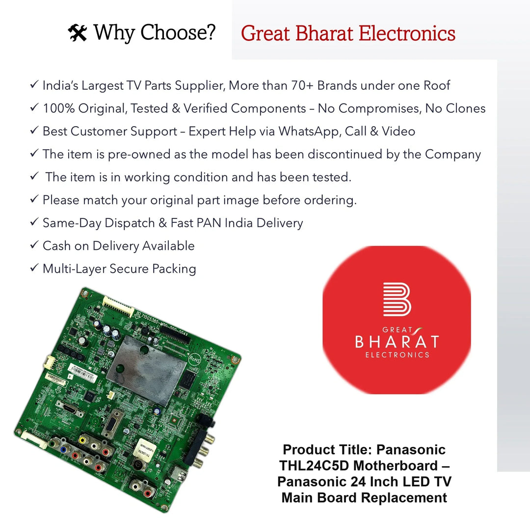 Panasonic THL24C5D Motherboard – Panasonic 24 Inch LED TV Main Board Replacement - Great Bharat Electronics
