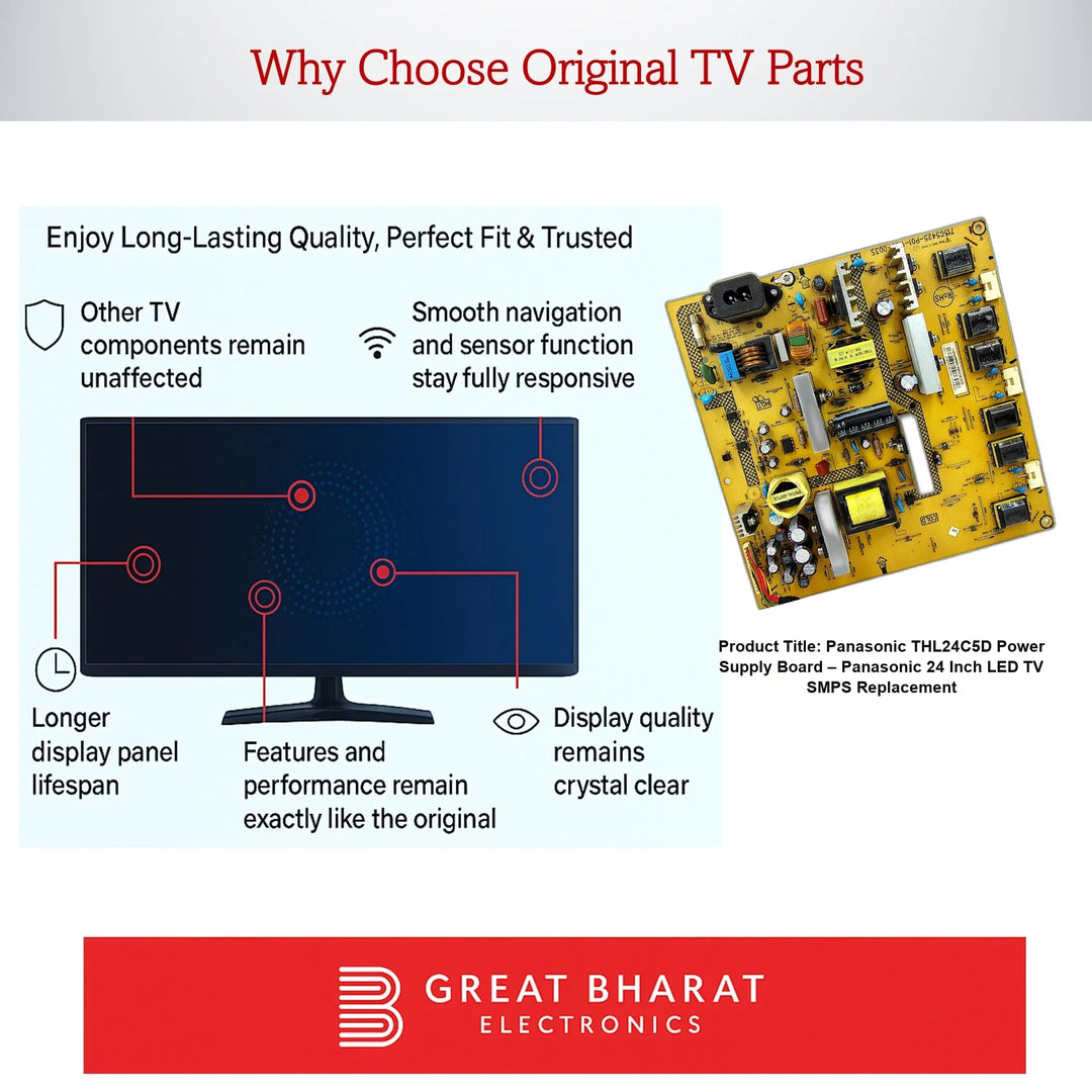 Panasonic THL24C5D Power Supply Board – Panasonic 24 Inch LED TV SMPS Replacement - Great Bharat Electronics