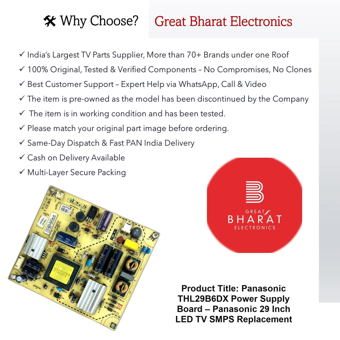 Panasonic THL29B6DX Power Supply Board – Panasonic 29 Inch LED TV SMPS Replacement - Great Bharat Electronics